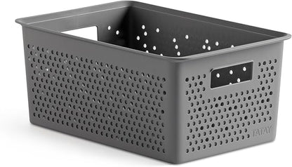 TATAY Rectangular Organiser Box 4L Bohol, Polypropylene, BPA Free, 100% Recycled Plastic. Anthracite Grey. Measures 17 x 27 x 11,5 cm