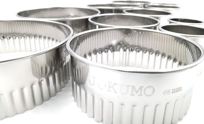 11 Piece Graduated Sizes Fluted Edge Round Pastry/Cookie Cutter Set Heavy Duty 18/8 304 Stainless Steel