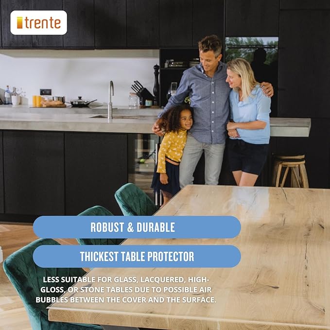 Clear Table Cover Protector, 32x32 inch, German Quality with 3 Mm Thickness, Stain Resistant Dining Pad with Beveled Edges, Washable Tablecloth, Fitted Clear Desk Cover for Indoor & Outdoor Use