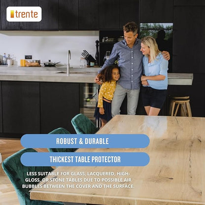 Clear Table Cover Protector, 32x32 inch, German Quality with 3 Mm Thickness, Stain Resistant Dining Pad with Beveled Edges, Washable Tablecloth, Fitted Clear Desk Cover for Indoor & Outdoor Use