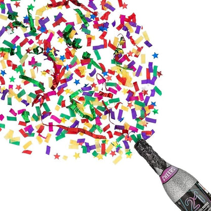 Finally 21 Confetti Bottle Popper - 12.75” (Pack of 1) - Multicolor Foil & Tissue - Celebration Pop for Milestone Birthday