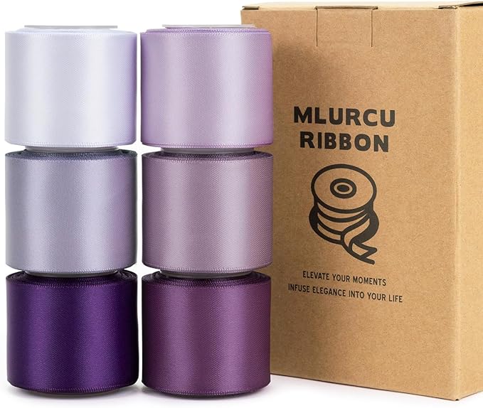 Purple Ribbon 1.5 Inch Lavender, Lilac, Amethyst, Dark Purple Double Faced Satin Ribbon for Flower Bouquet, Gift Wrapping, Wedding Invitation, Bows, Crafts, Gift Bags - 30Yards