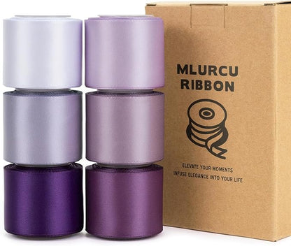 Purple Ribbon 1.5 Inch Lavender, Lilac, Amethyst, Dark Purple Double Faced Satin Ribbon for Flower Bouquet, Gift Wrapping, Wedding Invitation, Bows, Crafts, Gift Bags - 30Yards