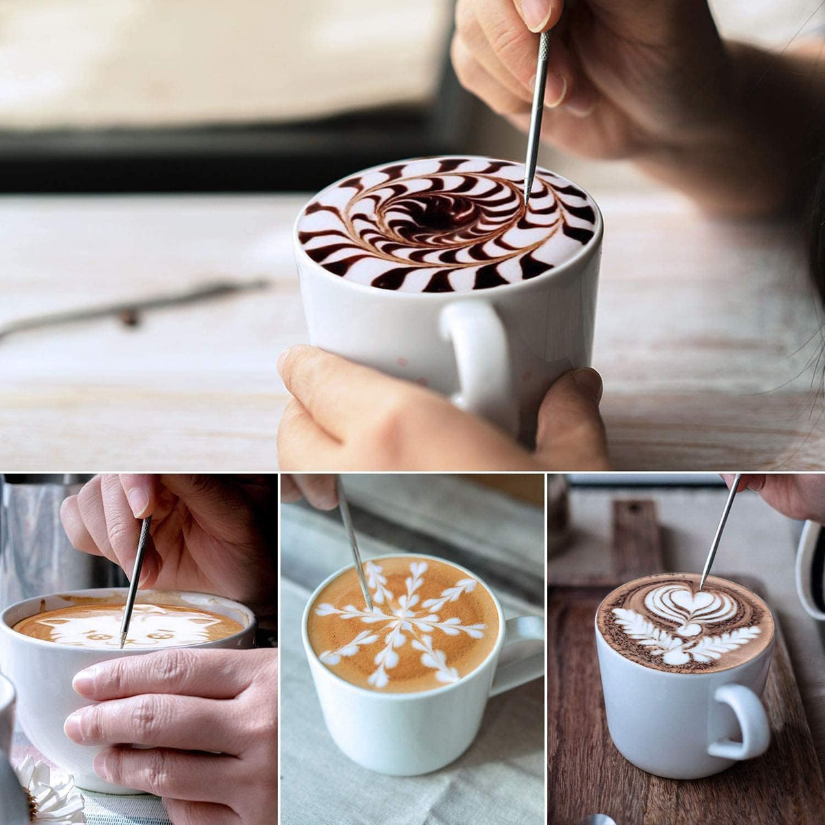 Milk Frothing Pitchers 20 oz, Stainless Steel Espresso Steaming Pitcher with Decorating Pen Coffee Milk Frother Cup with Scale Cappuccino Latte Art