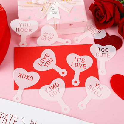 Julbear Valentine's Day Cookie Stencils, 36 Pieces Valentine's Conversation Heart Cookie Coffee Stencils for Cookies Baking Coffee Decoration