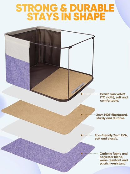 BALEINE 2 Pack Fabric Closet Storage Bins for Shelves, Linen Closet Organizers and Storage, Decorative Baskets for Organizing, Shelf, Clothes, Home, Office (Lavender, 15''x11''x9.5'')