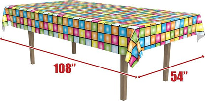 Beistle Disco Tablecover, 54” x 108” – Plastic Table Cloth, Rectangular Tablecloth, Covers for Party, Party Decorations, Theme Groovy Multicolor