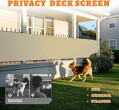 2.5' x 26' Balcony Privacy Screen Fence Cover with Zip Ties Grommets for Apartment Patio Porch Deck Backyard Outdoor (Beige)