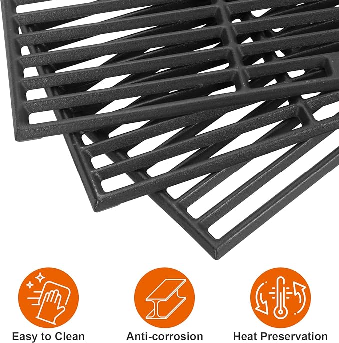 Cast Iron Grill Grates and Stainless Steel Grill Part Kit for Charbroil Performance 5 Burner Grills 463275717 463275517 463243518 463243519, Heat Plates, Burners, Adjustable Crossover Tube, Ignition