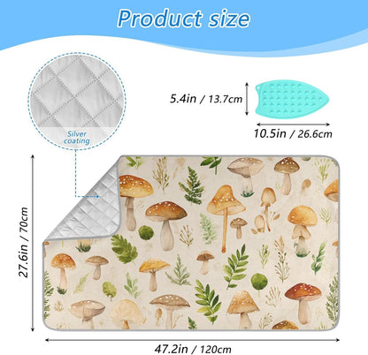 Ironing Mat Portable Ironing Pad Ironing Blanket for Table Top Heat Resistance Double-Side Using Travel Large 47.2 x 27.6 Inch Foldable Lightweight Watercolor Mushrooms Beige
