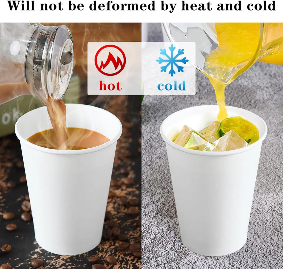 𝟐𝟏𝟎 𝐂𝐨𝐮𝐧𝐭 𝟏𝟐 𝐨𝐳 Disposable White Paper Coffee Cups, To Go Hot Cups for Coffee, Chocolate, Juice, Hot or Cold Beverage Drinking Cup Suitable for Party