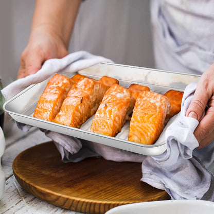 P&amp;P CHEF Baking Pan with Wire Rack, Oven Sheet Tray, 9 x 7 x 1 Inch | Stainless Steel Bacon Pan with Cooling Rack for Cooking Roasting Cookie, Dishwasher Safe &amp; Easy Clean,Heavy Duty &amp; Healthy