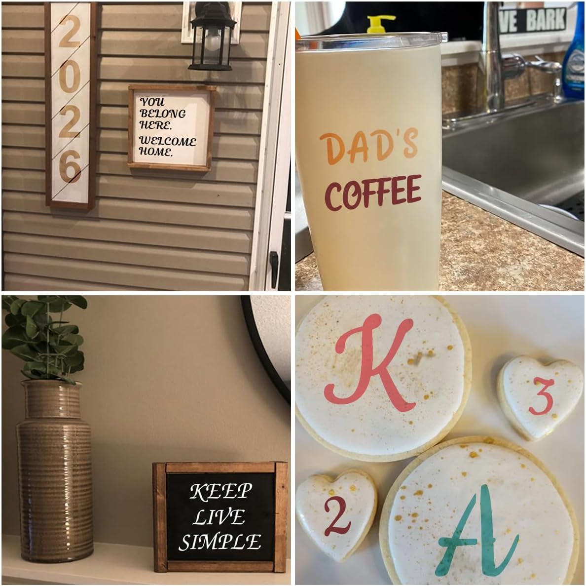 Alphabet Letter Stencils for Cookies Decorating - 16 Pack Letters Numbers Stencil Templates for Cakes Coffee Baking
