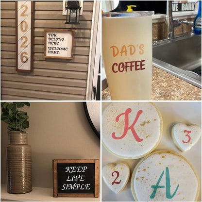 Alphabet Letter Stencils for Cookies Decorating - 16 Pack Letters Numbers Stencil Templates for Cakes Coffee Baking