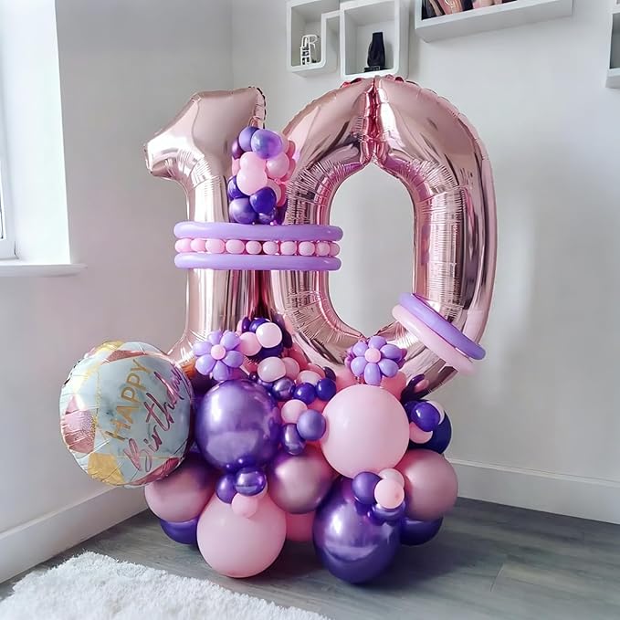 Lukiituke Pink and Purple Balloon Arch Kit, 134Pcs Light Purple and Pink Balloons, 4 Sizes Light Pink Purple Balloons for Wedding Bridal Baby Shower Birthday Party Decorations