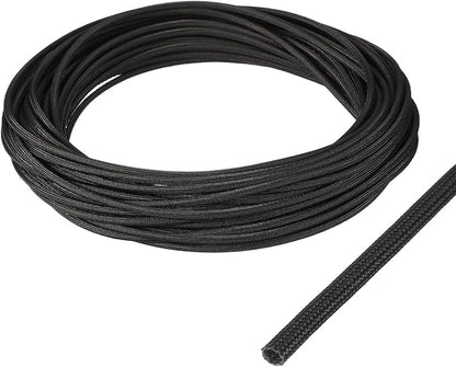 uxcell Insulation Cable Protector,2.5mm/0.10 Inch-15m/49 Feet High Temp Fiberglass Sleeve Black