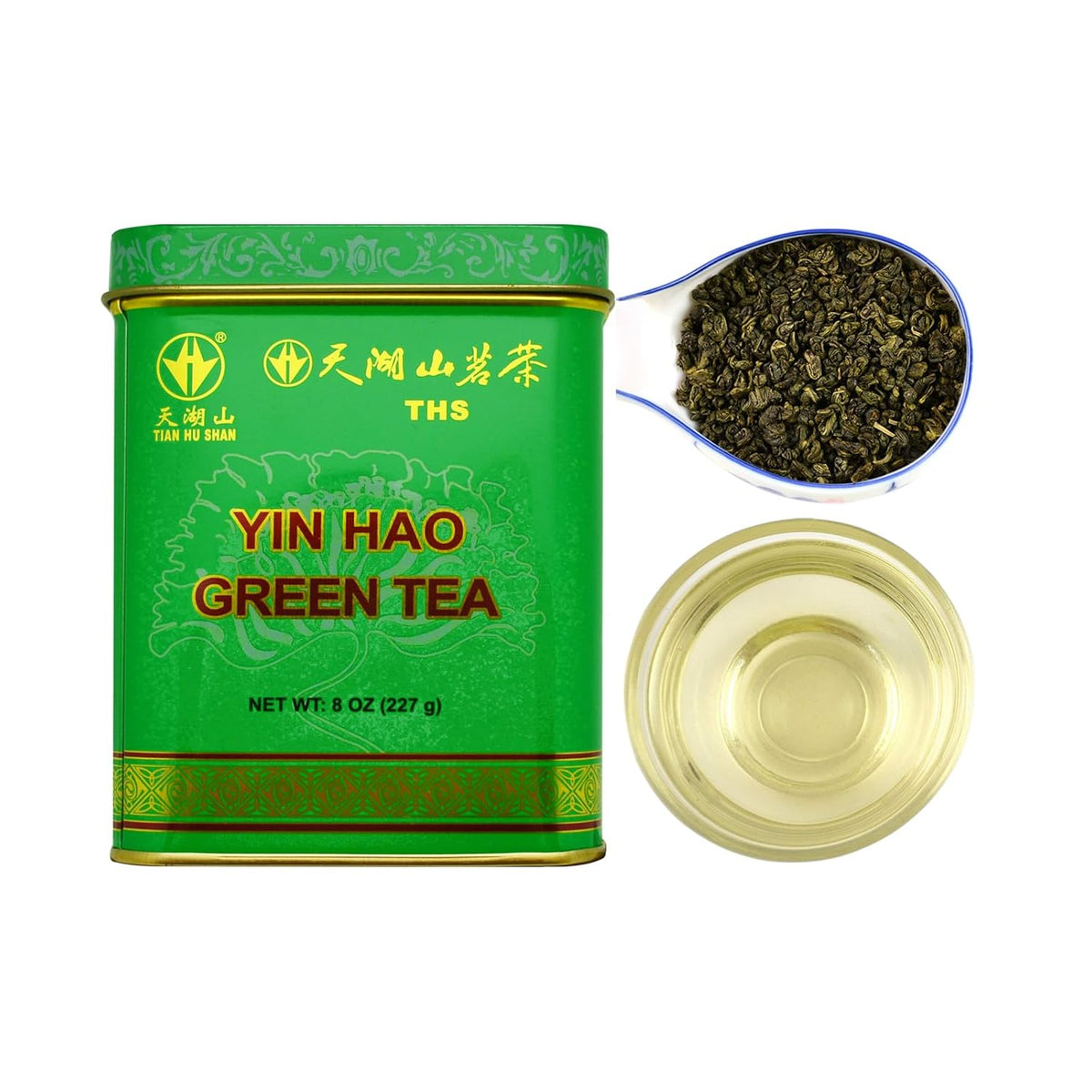 Tian HU Shan Premium Tea Loose Leaf Tin box (Green tea, 8 Ounce