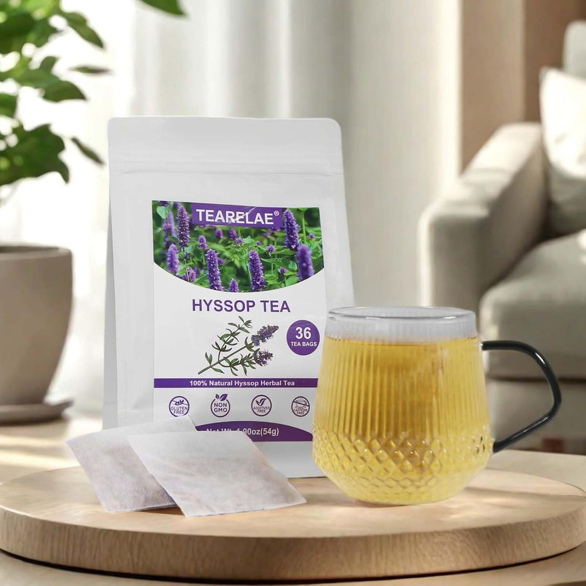 TEARELAE - Hyssop Tea, 36 Count - Pure Hyssop Herbal Tea Bag - Smooth Flavor - Aid Digestion - Non-GMO - Caffeine-Free