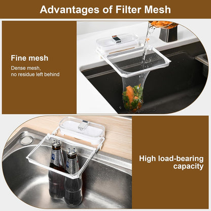 Kitchen Sink Drain Strainer Basket Holder - 50 Mesh Net Bags for Food Scraps, Kitchen Sink Food Catcher & Garbage Disposal Strainer (White)