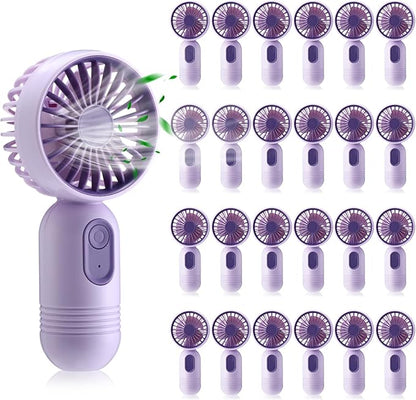 Rossesay 24 Pack Mini Portable Fan Bulk for Travel 3 Speeds, Rechargeable USB Battery Operated, Small Handheld Personal Eyelash Fans for Women Men Indoor Outdoor(Purple)