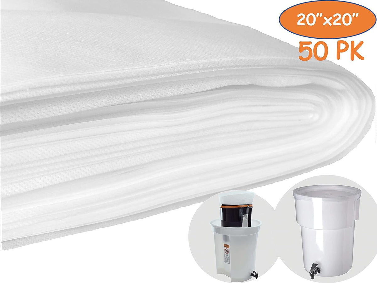 50 Pack) Commercial Cold Brew Coffee Filters, 20" x 20" For Commercial Model Cold Brew Coffee Makers and 5-Gallon Commercial Systems