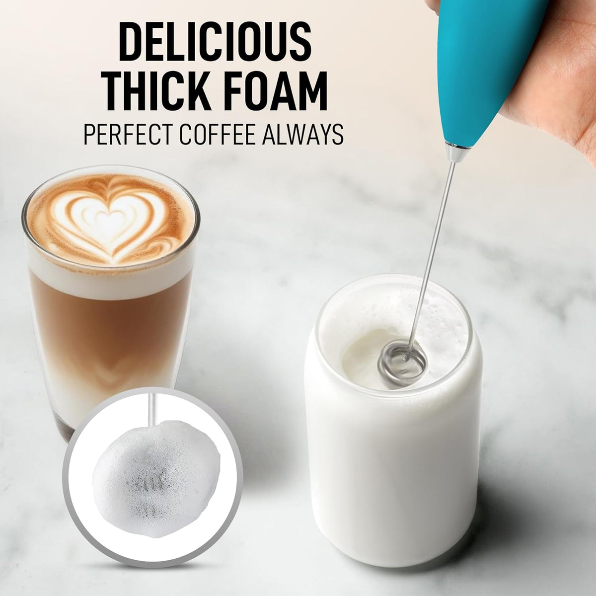Zulay Double Whisk Milk Frother Handheld Mixer - High Powered Frother For Coffee With Improved Motor - Electric Whisk Drink Mixer For Cappuccino