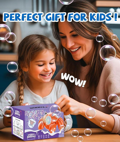 Bubble Machine - 360° Crawling Crab, Auto Obstacle Avoidance, USB-C Rechargeable, LED & Music - Tummy Time Toys for Infant, Toddlers, Kids, Boys, Girls - Gifts for Easter, Outdoor, Birthday, Parties