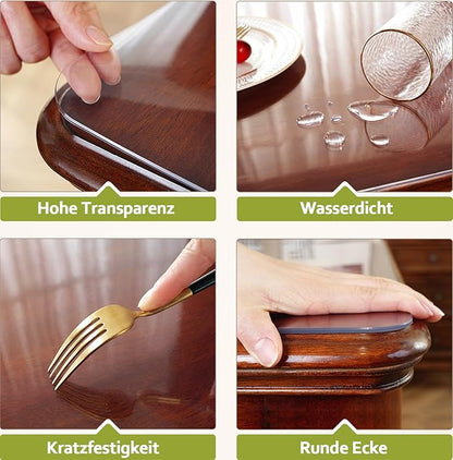 Clear Table Protector 27.6 x 55.1 Inch, 2mm Thick Plastic Table Cover, Waterproof PVC Clear Table Cover Protector, Desk Protector Mat, Writing Desk Pad for Desktop, Coffee & Dining Room Table