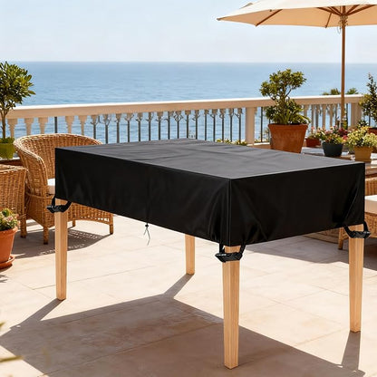 Outdoor Table Cover 60"L x 32"W x 8"H, 420D Waterproof Outdoor Cover for Patio Furniture Dinning Table Picnic Coffee Tables Chairs and Sofas, Black