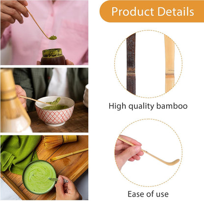 2 Pcs Matcha Spoons, Bamboo Scoop Tea Leaf Sticks Tea Whisk Scooping Teas Ceremony Utensil Chashaku Hooked Green Teas Spoon for measuring Coffee