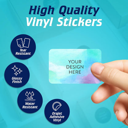 100 Custom Vinyl Stickers - Upload Your own Image, Text, Design, Logo - Personalized Logo Labels for Handmade, Packaging, Bottle, Jars, Candle, Brand Stickers (Sky Blue, 4x2)