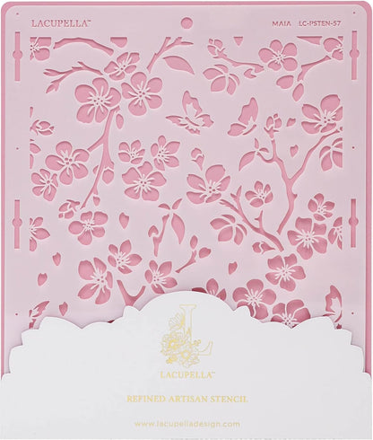 Large Cake Decorating Stencil (Maia) Sakura Leaves Pattern