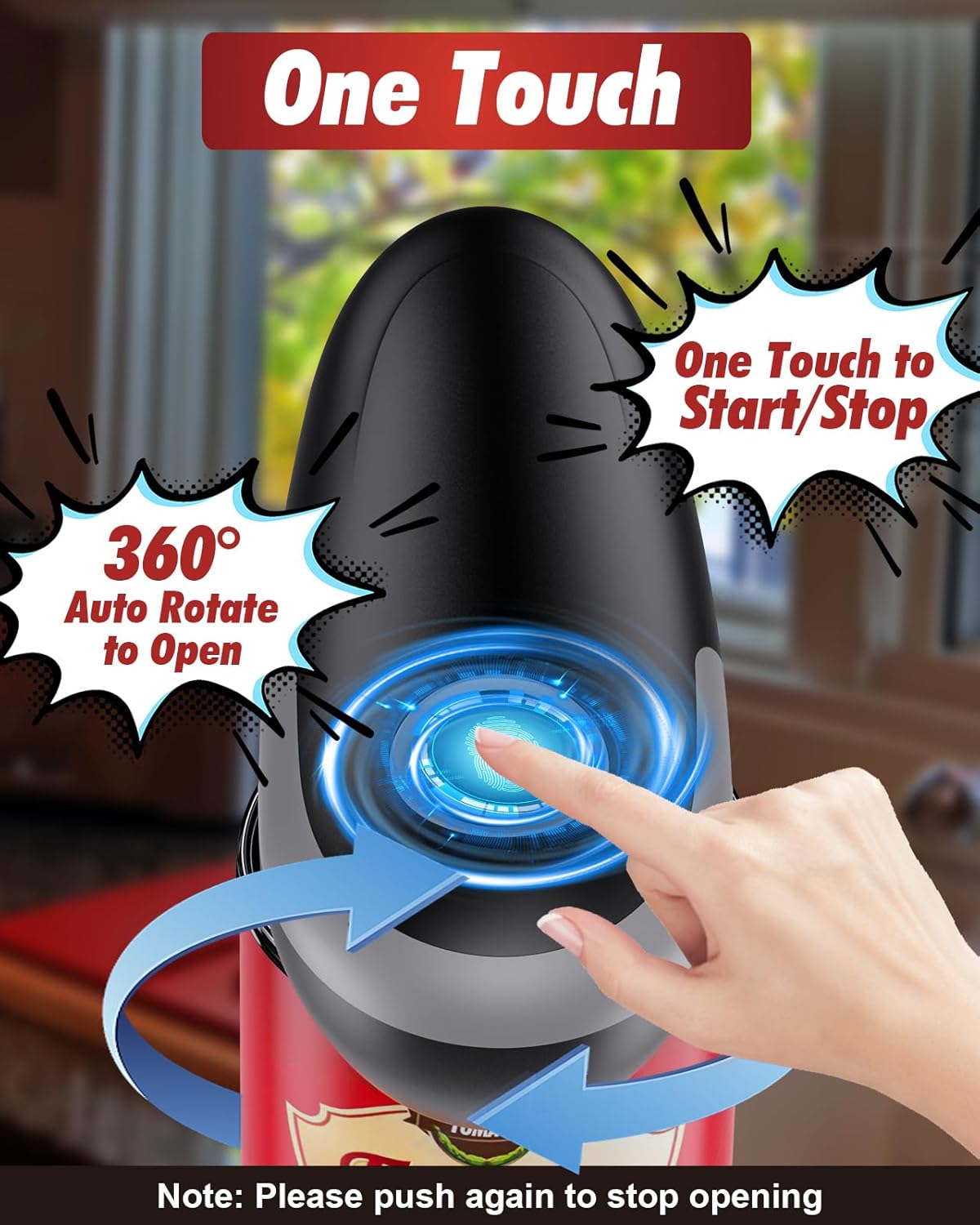 One Touch Electric Can Opener Fits All Can Sizes, Electric Can Openers for Kitchen Food Safe with Smooth Edge