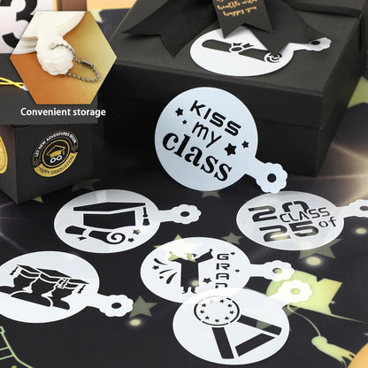 Julbear Graduation Cookie Stencils, 36 Pieces Class of 2025 Reusable Coffee Decoration Stencils Templates Tools for Cookies Baking Painting Dessert