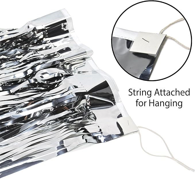 2-Ply FR Metallic Fringe Drape (silver) Party Accessory (1 count)
