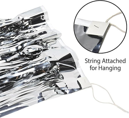 2-Ply FR Metallic Fringe Drape (silver) Party Accessory (1 count)