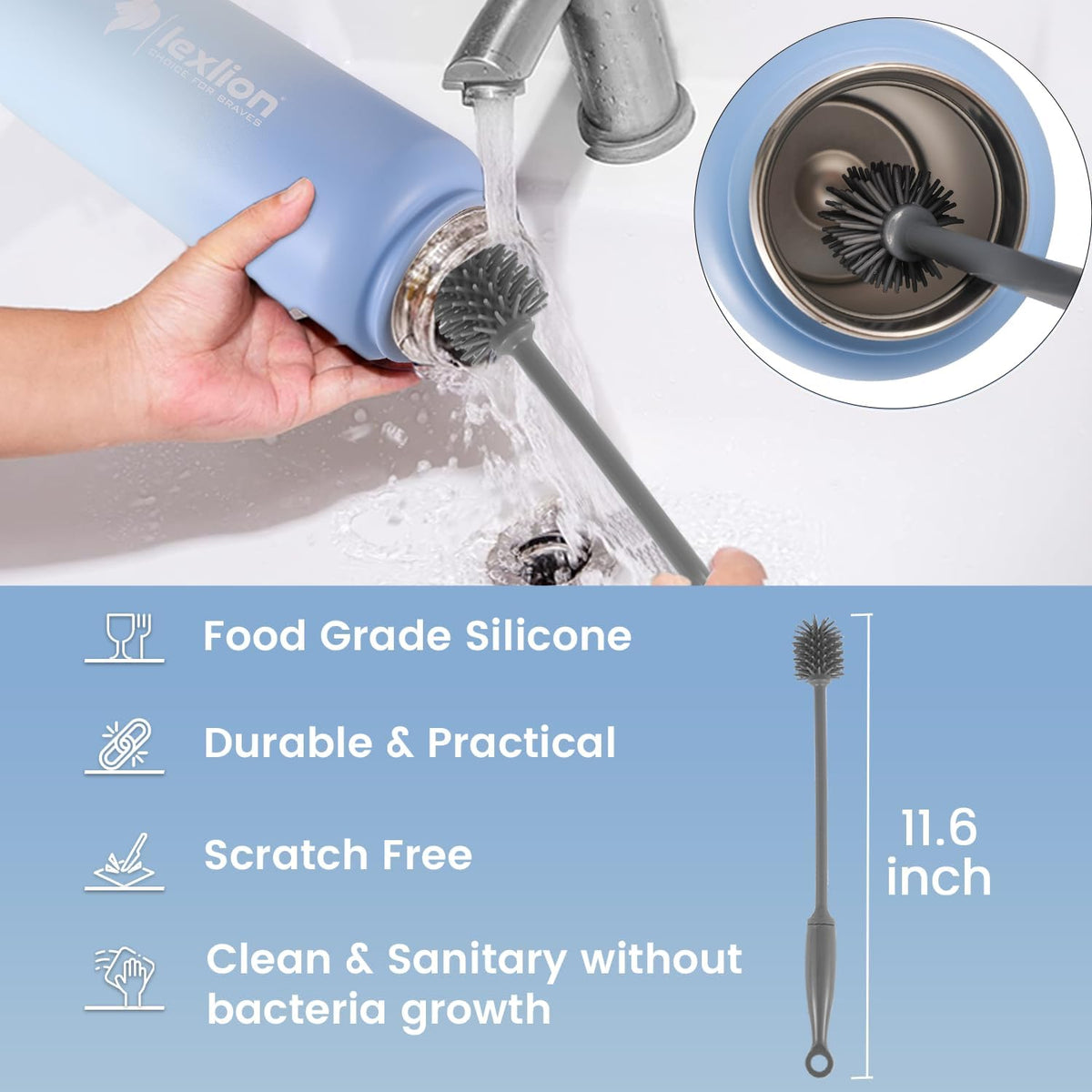 Lexlion 32 Oz Triple Walled Insulated Stainless Steel Fruit Infuser Bottle - Tea Infuser Water Bottle with 3 Lids, Silicone Sleeve, Leakproof