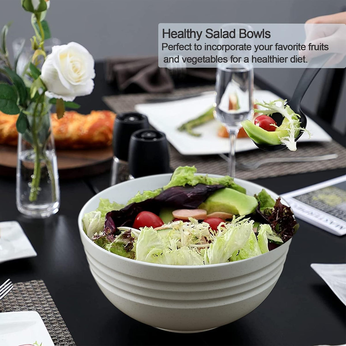 【6 Pcs】Unbreakable Mixing Bowls Unbreakable Salad Bowls, 68 Ounces Microwave and Dishwasher Safe BPA-Free Serving Bowls for Cereal,Salad,Soup,Ramen