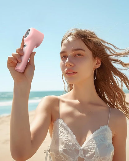 EasyAcc® AI Turbo Fan 3000mAh Upgraded Max 14500RPM Strong Airflow 12H Cooling Time Rechargeable Personal Battery Operated Mini Small Pocket Hand Fan with 4 Speeds for Travel/Outdoor/Office - Pink