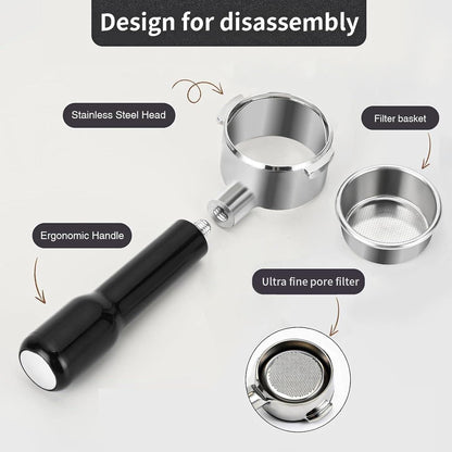 51mm Bottomless Portafilter Compatible for Delonghi ECP3420/ECP3120/EC155/BCO430/EC260, 2 Ears