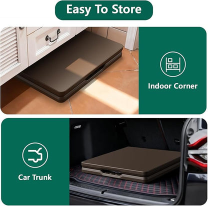 4ft Folding Table, Foldable Picnic Table Portable Table for Indoor Outdoor Use Heavy Duty Plastic Table Camping Table for Party, BBQ, Brown