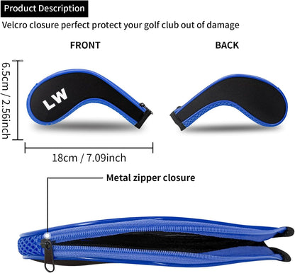 Golf 12pcs Thick Synthetic Golf Iron Head Covers Set Headcover Fit All Brands Callaway Ping Taylormade Cobra Etc. Also Custom Name