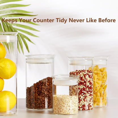 Zens 15oz Glass Food Storage Jars Set of 3, Clear Glass Canisters with Airtight Lids, Small Container Spice Jars for Kitchen Herbs, Sugar