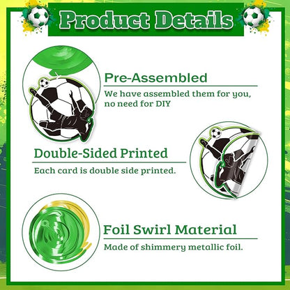 Soccer Hanging Swirls - 30 Pcs Soccer Party Decorations Ceiling Hanging Streamers for Soccer Themed Party Decor Supplies