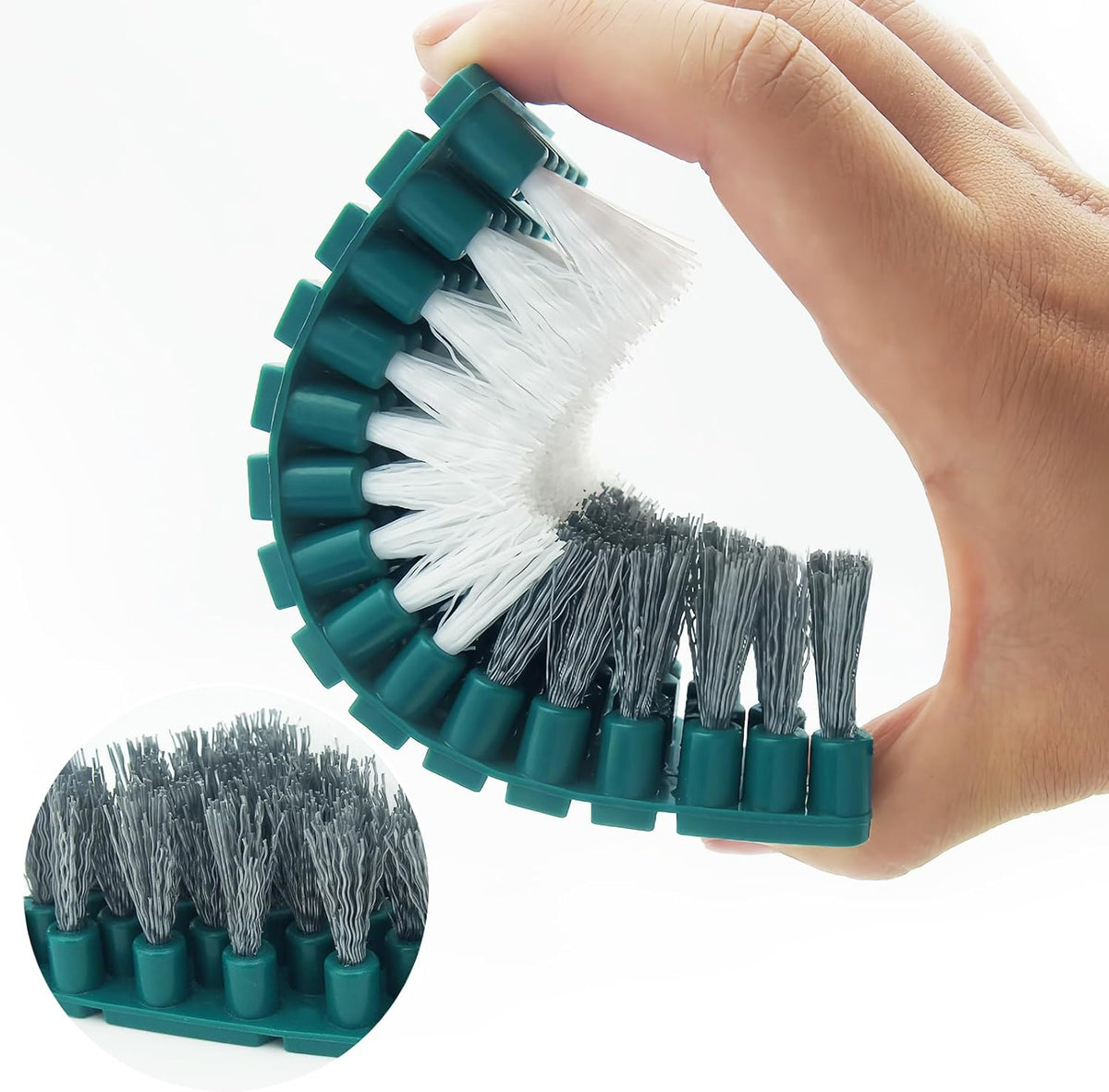 Crevice Cleaning Brush, Hard Bristle Grout Brush Gap Cleaner Tool for Tight Groove Spaces, Kitchen, Bathroom, Sliding Shower Door, Faucets Corners, Tiles, Sink and Windows Track (Green+White)
