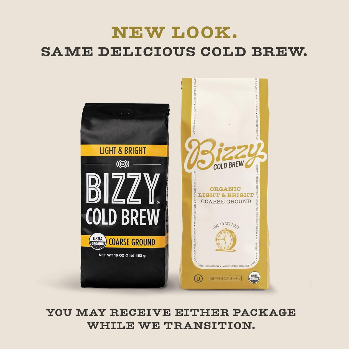 Bizzy Organic Cold Brew Coffee, Light & Bright Blend, Coarse Ground Coffee, Light Roast, Micro Sifted, Specialty Grade, 100% Arabica, 1 LB
