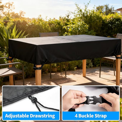 Outdoor Table Cover 60"L x 32"W x 8"H, 420D Waterproof Outdoor Cover for Patio Furniture Dinning Table Picnic Coffee Tables Chairs and Sofas, Black