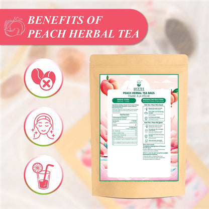 WT WEETEE Peach Herbal Tea Bags 100 Count, Bright, Juicy &amp; Fruity Infusion | Caffeine-Free Blend with Real Rose Hip, Orange Peel, Chamomile &amp; Natural Peach Flavor, Daily Wellness Tea for Hot or Iced