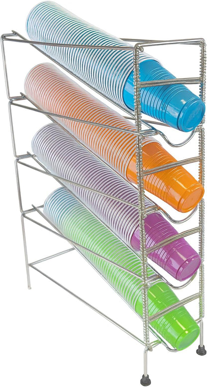 Stainless Products Ltd Sleek 23.74" Stainless Steel Vertical Cup Dispenser - 4 Compartments for Effortless Storage & Display
