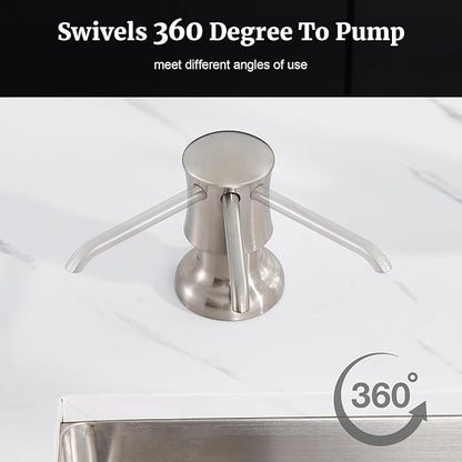 Sink Soap Dispenser for Kitchen Sink Brushed Nickel Upgrade with 40" Silicone Extension Tube Kit, Connect to Your Soap Bottle Directly